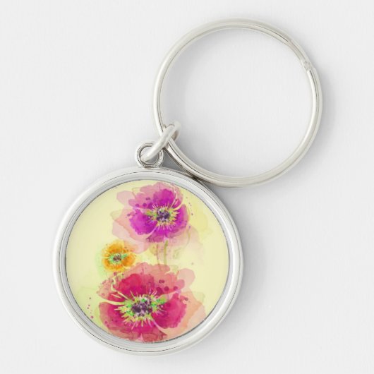 Waterverf papaver 2 sleutelhanger (Voorkant)