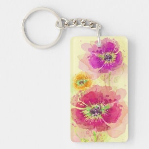Waterverf papaver 2 sleutelhanger