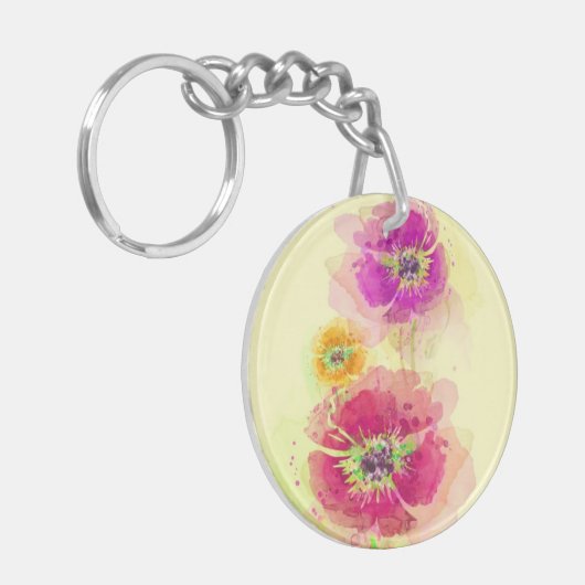 Waterverf papaver 2 sleutelhanger (Voorkant Links)