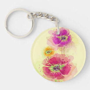 Waterverf papaver 2 sleutelhanger