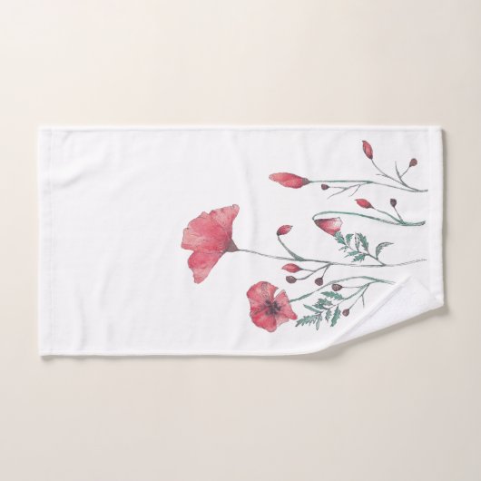 Waterverf papaver bad handdoek (Handdoek)