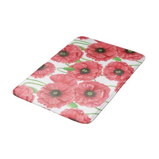 Waterverf papaver badmat (Gekanteld)