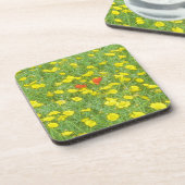 Waterverf papaver bier onderzetter (Linkerzijde)
