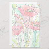 Waterverf papaver briefpapier (Voorkant / Achterkant)
