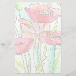 Waterverf papaver briefpapier