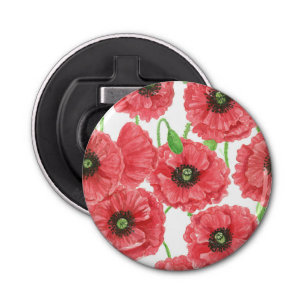 Waterverf papaver button flesopener