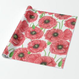 Waterverf papaver cadeaupapier