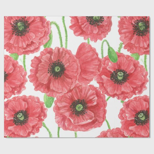 Waterverf papaver cadeaupapier (Vlak)