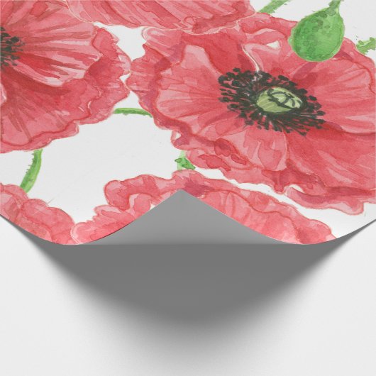 Waterverf papaver cadeaupapier (Hoek)