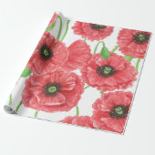 Waterverf papaver cadeaupapier (Uitgerold)