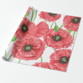 Waterverf papaver cadeaupapier