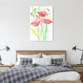 Waterverf papaver canvas afdruk (Insitu (Slaapkamer))