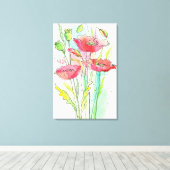 Waterverf papaver canvas afdruk (Insitu (Houten vloer))
