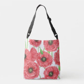Waterverf papaver crossbody tas (Achterkant)
