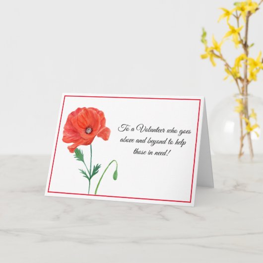 Waterverf Papaver Dank u vrijwilliger Kaart (Gele Bloem)