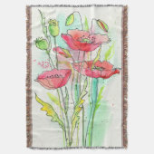 Waterverf papaver deken (Voorkant Verticaal)
