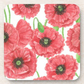 Waterverf papaver drankjes onderzetter (Voorkant)