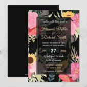 Waterverf Papaver en zonnebloemen - Floral Black D Kaart (Voorkant / Achterkant)