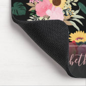 Waterverf Papaver en zonnebloemen - Floral Black D Muismat (Hoek)