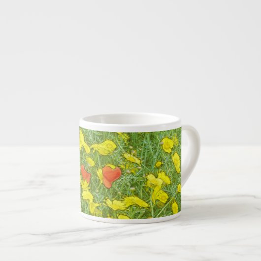 Waterverf papaver espresso kop (Voorkant rechts)