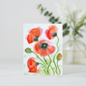 Waterverf papaver in de zomer feestdagenkaart (Staand voorkant)