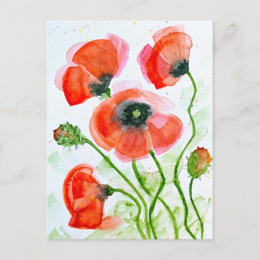 Waterverf papaver in de zomer feestdagenkaart (Voorkant)