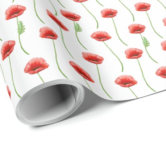 Waterverf papaver inpakpapier (Rol Hoek)
