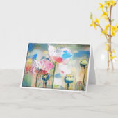 Waterverf papaver kaart (Gele Bloem)