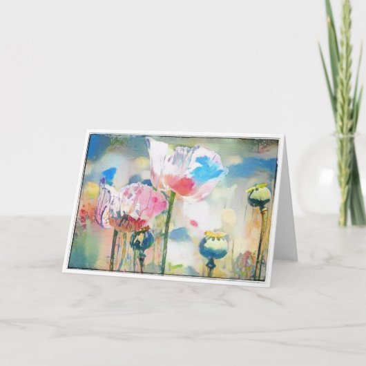 Waterverf papaver kaart (Voorkant)