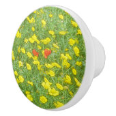 Waterverf papaver keramische knop (Rechts)