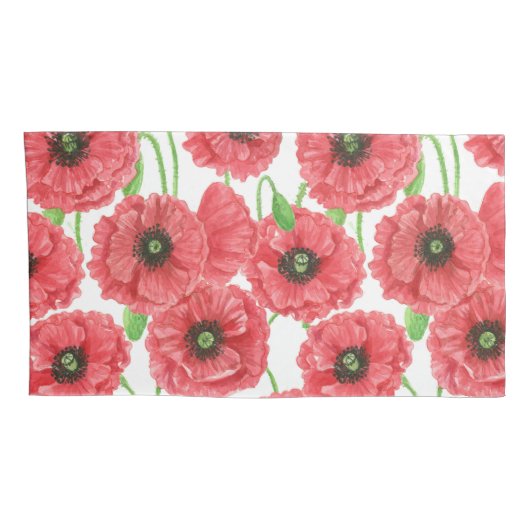 Waterverf papaver kussensloop (Achterkant-Rechts)