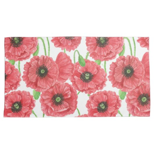 Waterverf papaver kussensloop (Voorkant-Rechts)