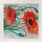 Waterverf - papaver legpuzzel (Horizontaal)