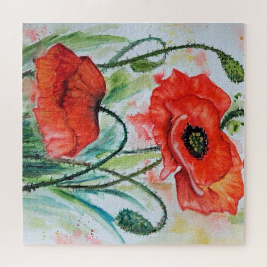 Waterverf - papaver legpuzzel (Horizontaal)