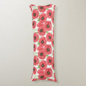 Waterverf papaver lichaamskussen (Voorkant Verticaal)