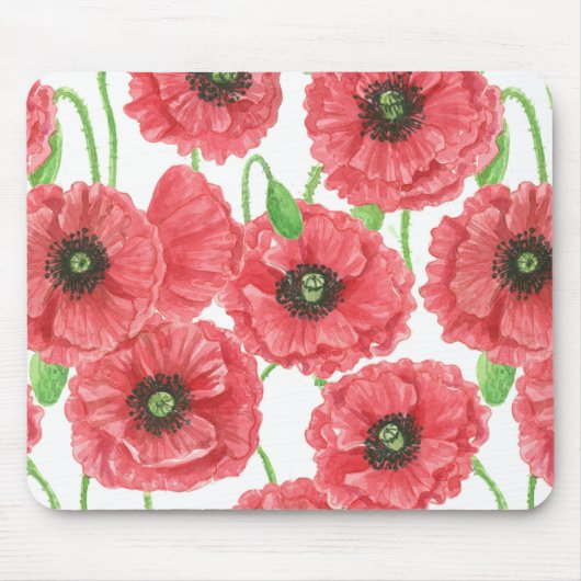 Waterverf papaver muismat (Voorkant)