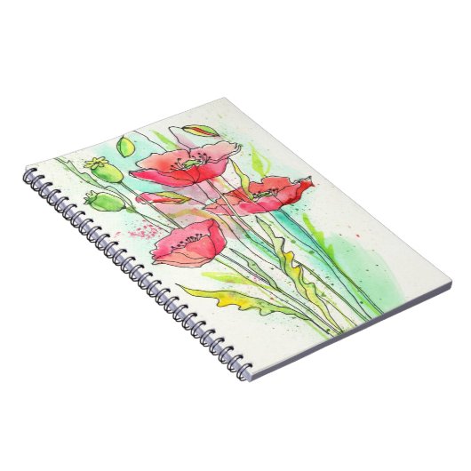 Waterverf papaver notitieboek (Rechterzijde)