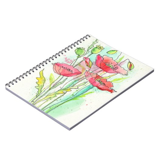 Waterverf papaver notitieboek (Linkerzijde)