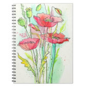 Waterverf papaver notitieboek (Voorkant)