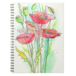 Waterverf papaver notitieboek