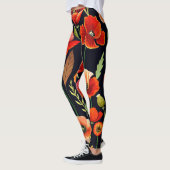 Waterverf papaver op zwart leggings (Links)