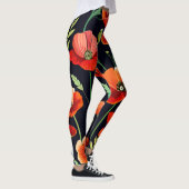 Waterverf papaver op zwart leggings (Rechts)