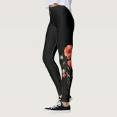 Waterverf papaver op zwart leggings (Links)