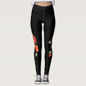 Waterverf papaver op zwart leggings (Voorkant)