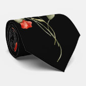 Waterverf papaver op zwart stropdas (Opgerold)