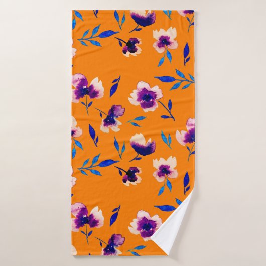 Waterverf papaver pony's bloemen en bloemen  badhanddoek (Badhanddoek)