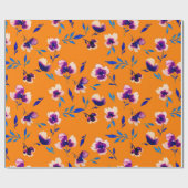 Waterverf papaver pony's bloemen en bloemen  cadeaupapier (Vlak)