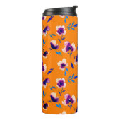 Waterverf papaver pony's bloemen en bloemen  thermosbeker (Gedraaid links)