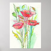 Waterverf papaver poster (Voorkant)