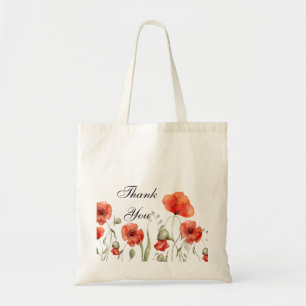 Waterverf papaver rode wilde bloemen tote bag